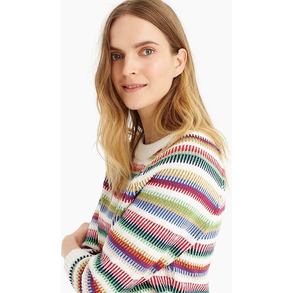 The Reeds | J. Crew Rainbow Knit Striped Crew Neck Sweater - Picture 5 of 12